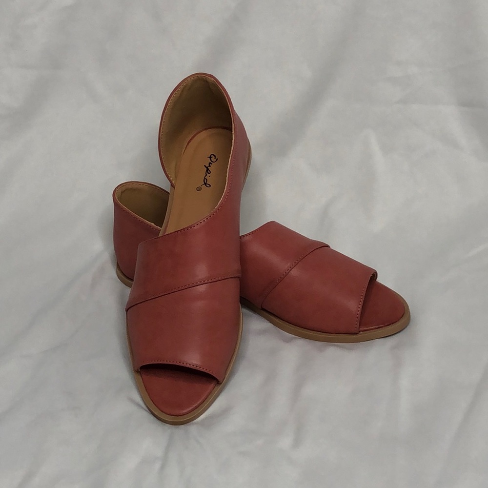 Adobe Red Open-Toe Ballerina